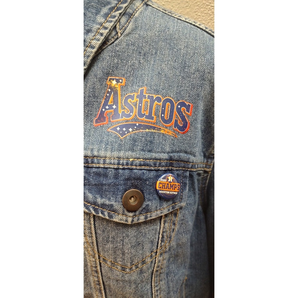Houston Astros Adult Plus Size X Denim Baseball Jean Jacket MLB Jeremy Pena B17 - Picture 3 of 8